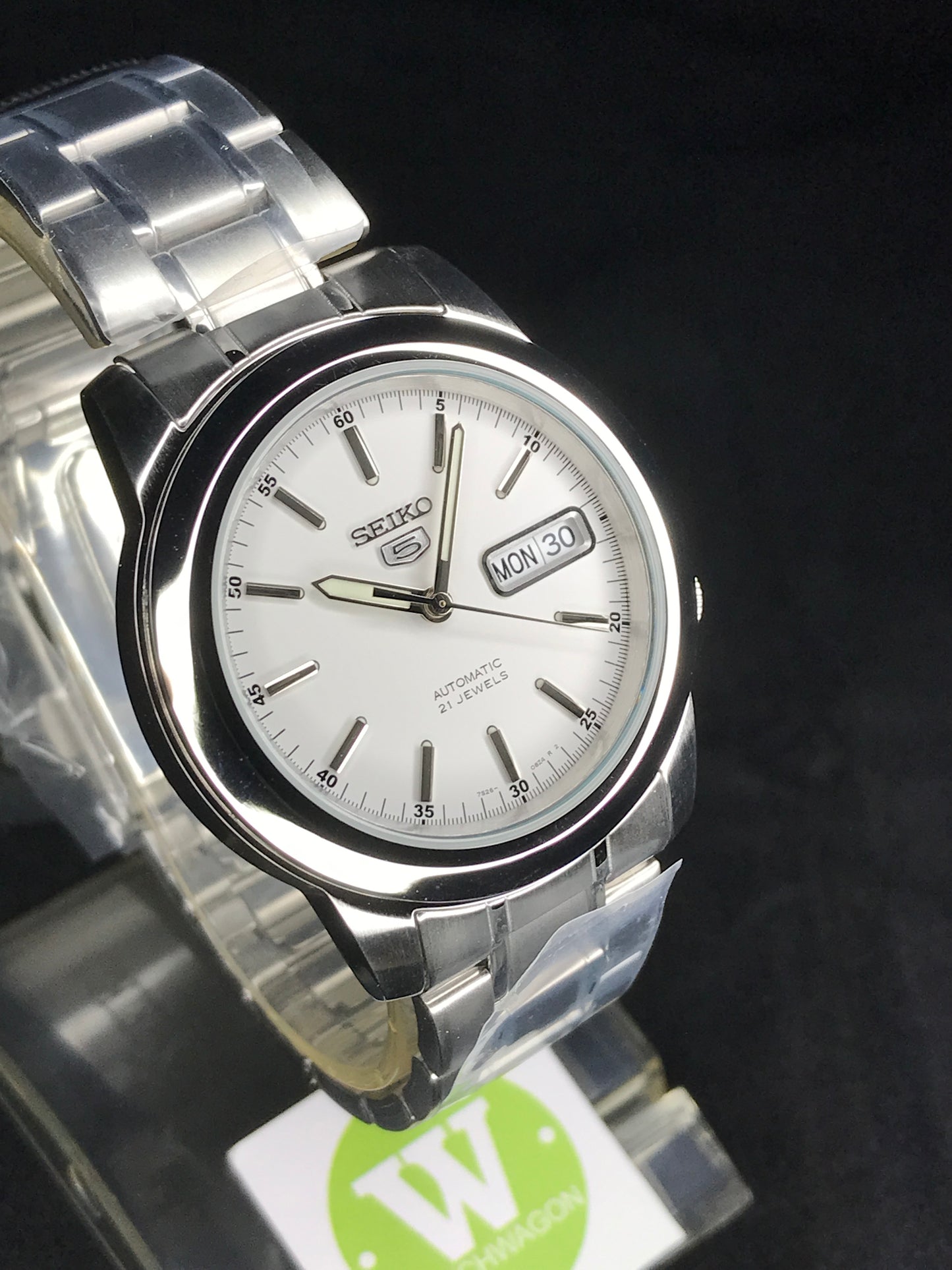 Seiko 5 Sports SNKE49K1 White Dial Automatic Steel Bracelet Gents Watch Case Width 38.50 mm SNKE49 SNKE49K