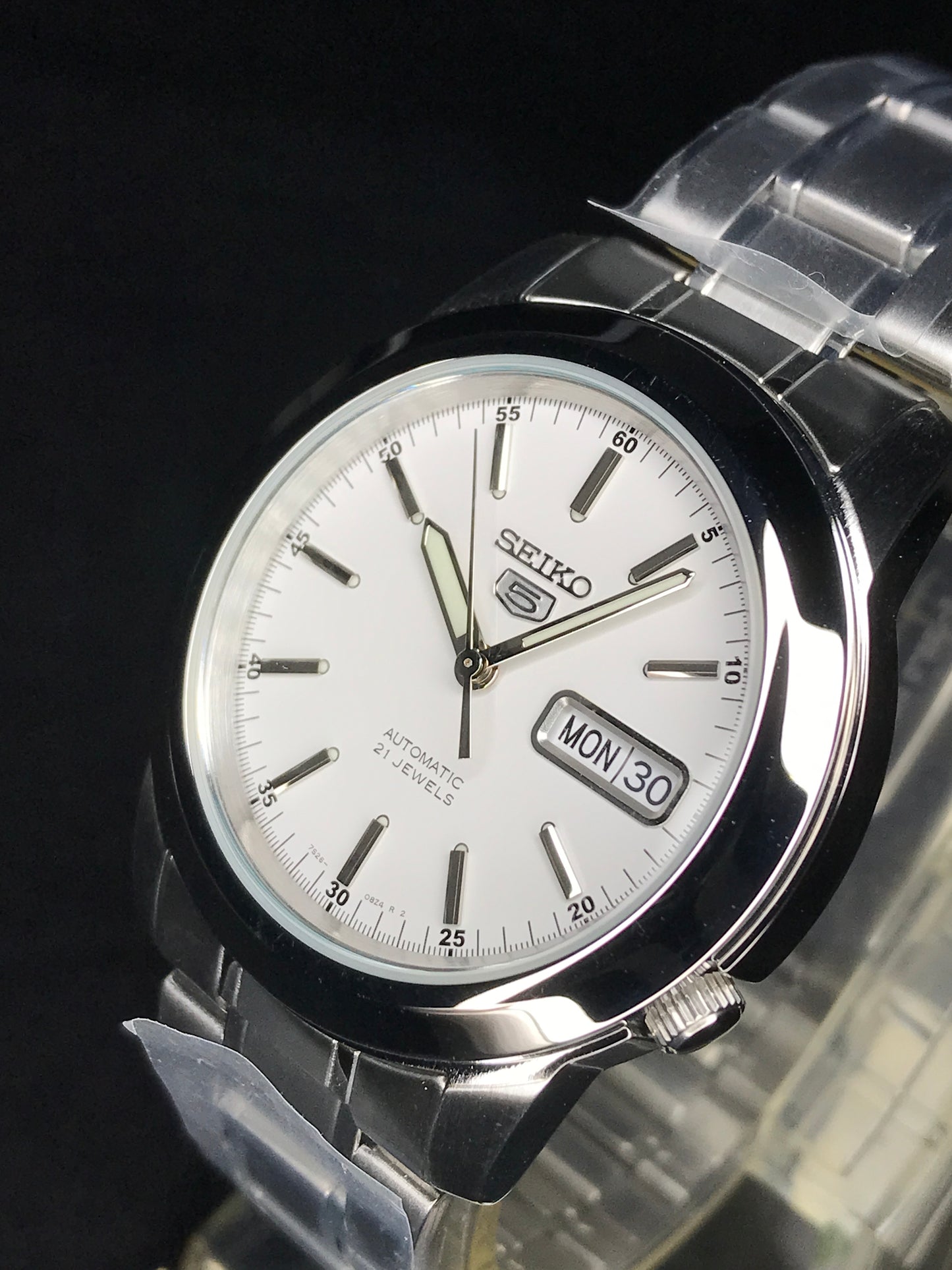 Seiko 5 Sports SNKE49K1 White Dial Automatic Steel Bracelet Gents Watch Case Width 38.50 mm SNKE49 SNKE49K