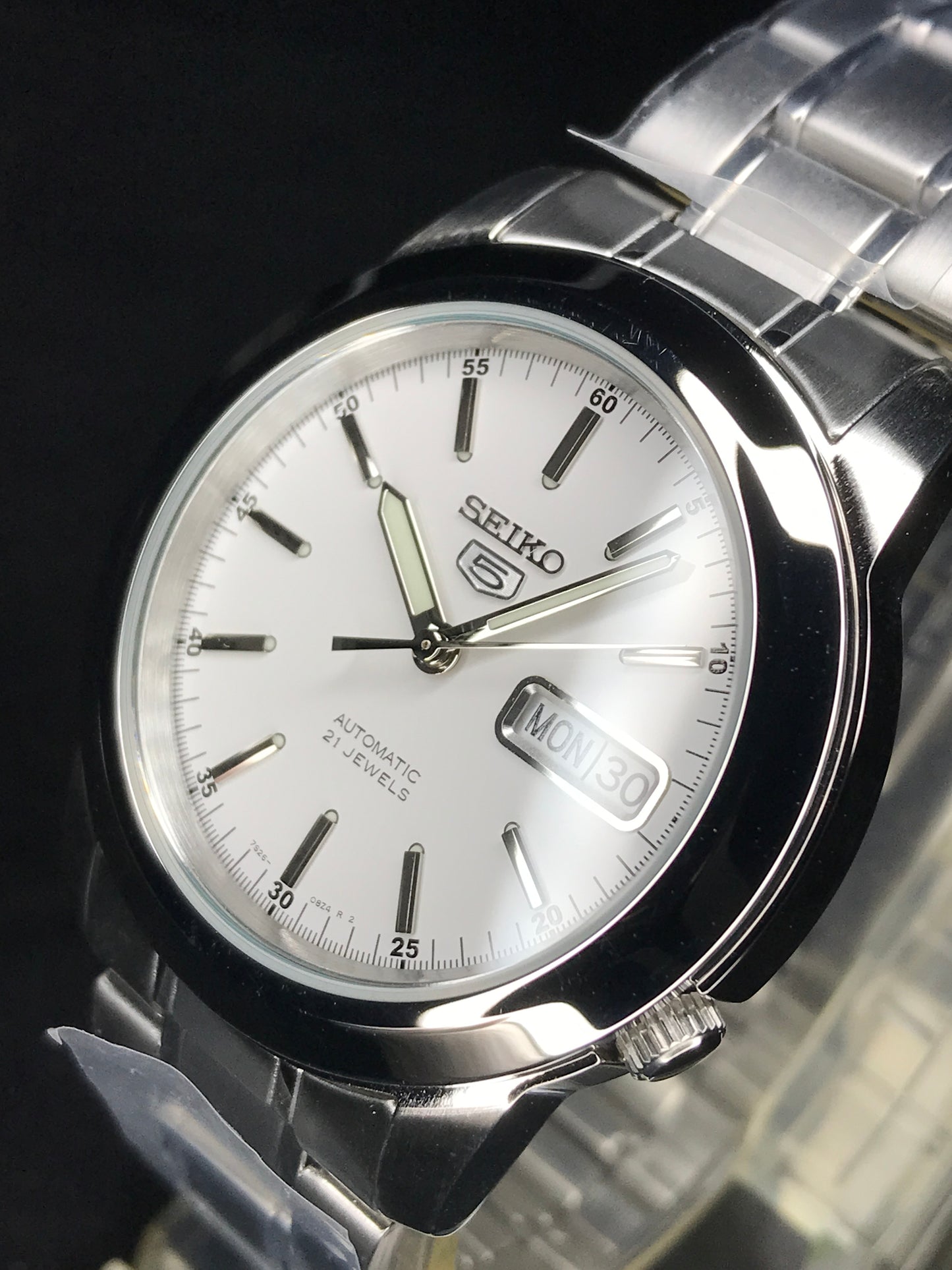 Seiko 5 Sports SNKE49K1 White Dial Automatic Steel Bracelet Gents Watch Case Width 38.50 mm SNKE49 SNKE49K