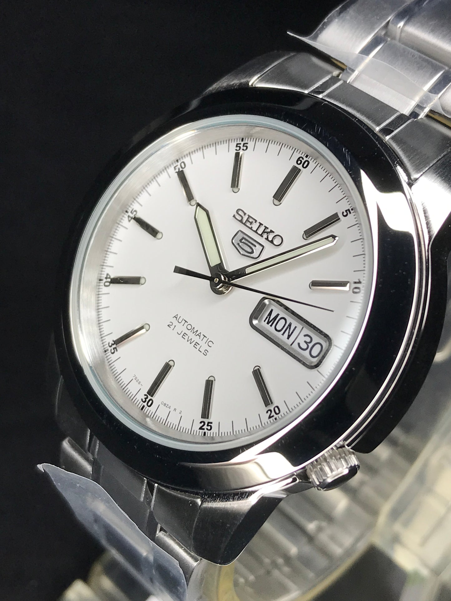 Seiko 5 Sports SNKE49K1 White Dial Automatic Steel Bracelet Gents Watch Case Width 38.50 mm SNKE49 SNKE49K
