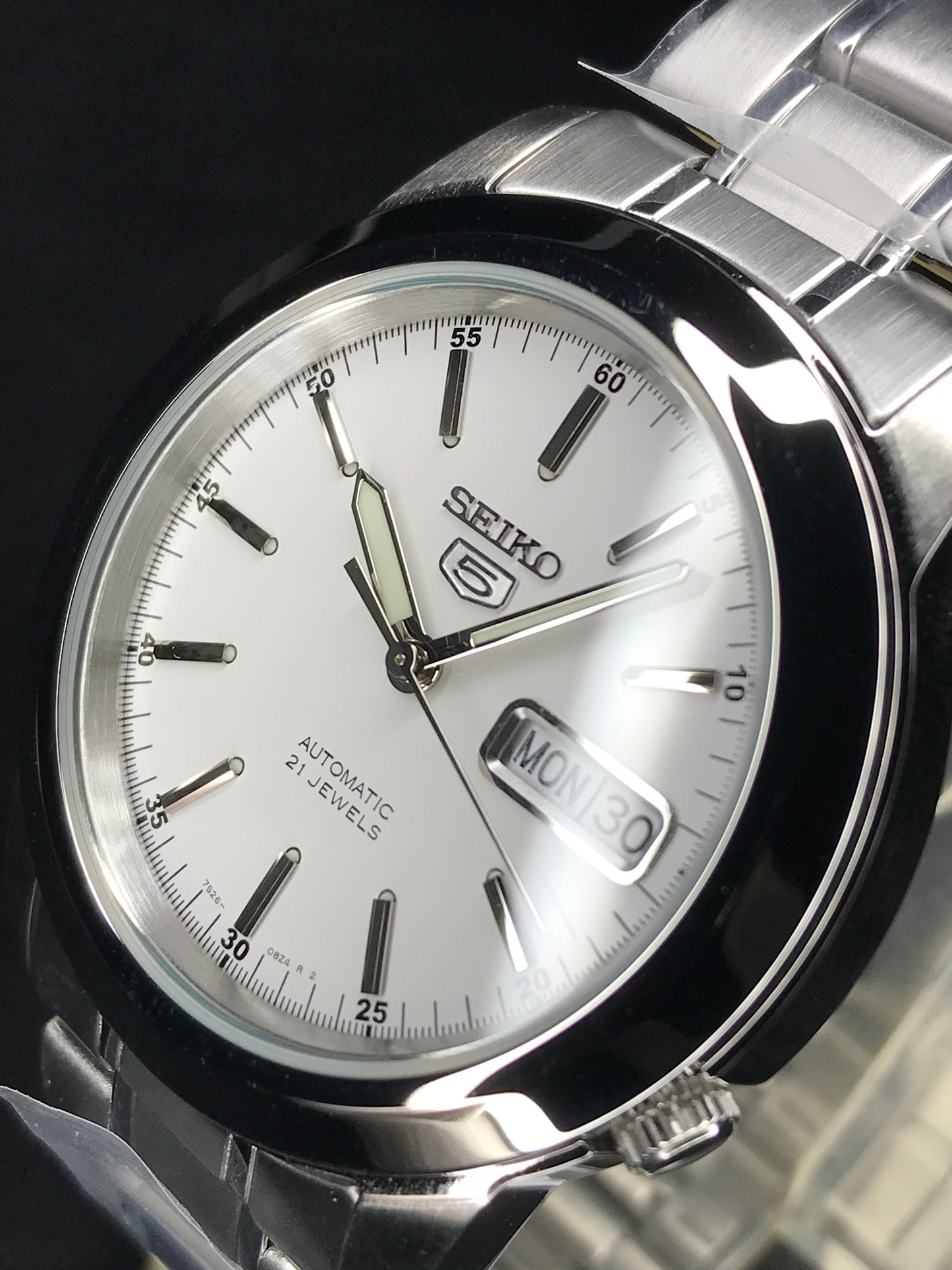 Seiko 5 Sports SNKE49K1 White Dial Automatic Steel Bracelet Gents Watch Case Width 38.50 mm SNKE49 SNKE49K