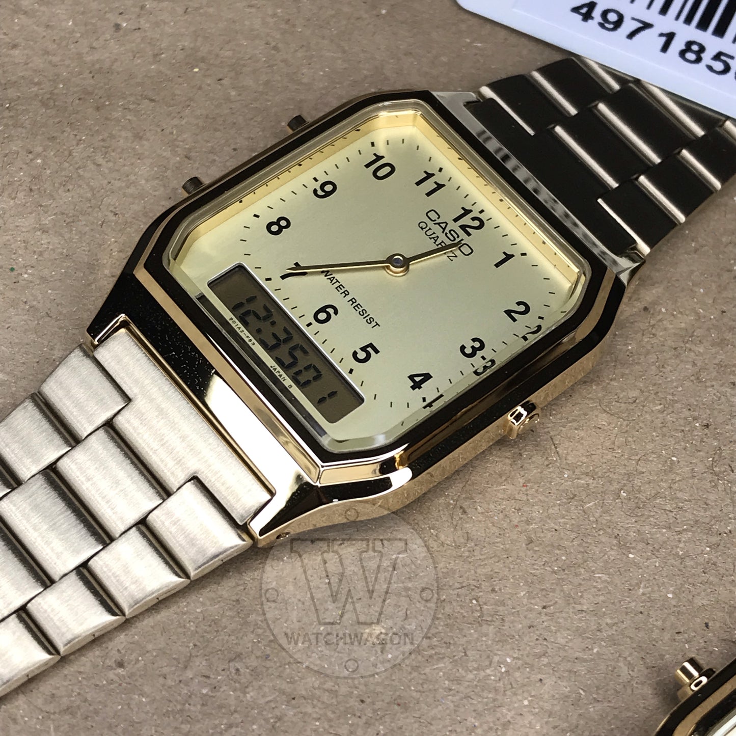 Casio AQ-230GA-9B Vintage Series Standard Analog Digital Gold Stainless Steel Band Watch AQ-230 AQ230 Case Width 29.8mm