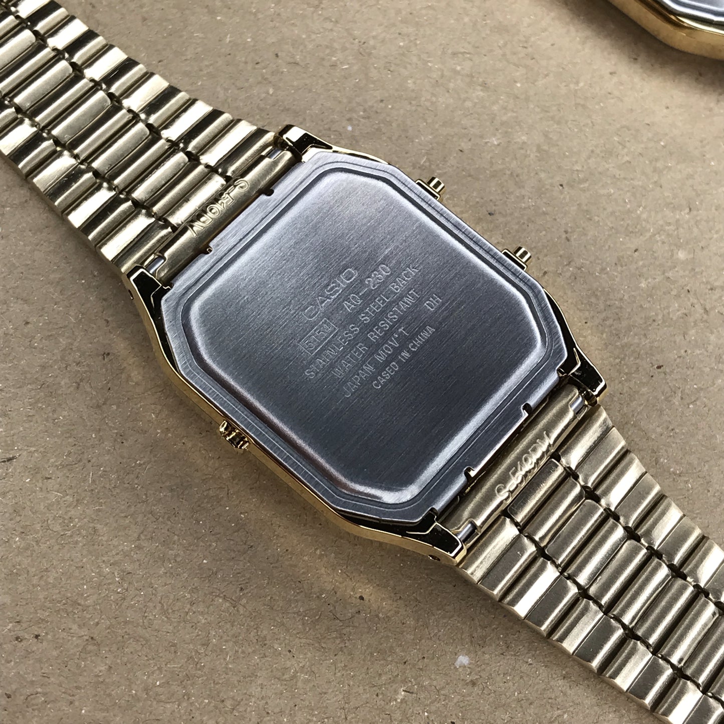Casio AQ-230GA-9B Vintage Series Standard Analog Digital Gold Stainless Steel Band Watch AQ-230 AQ230 Case Width 29.8mm