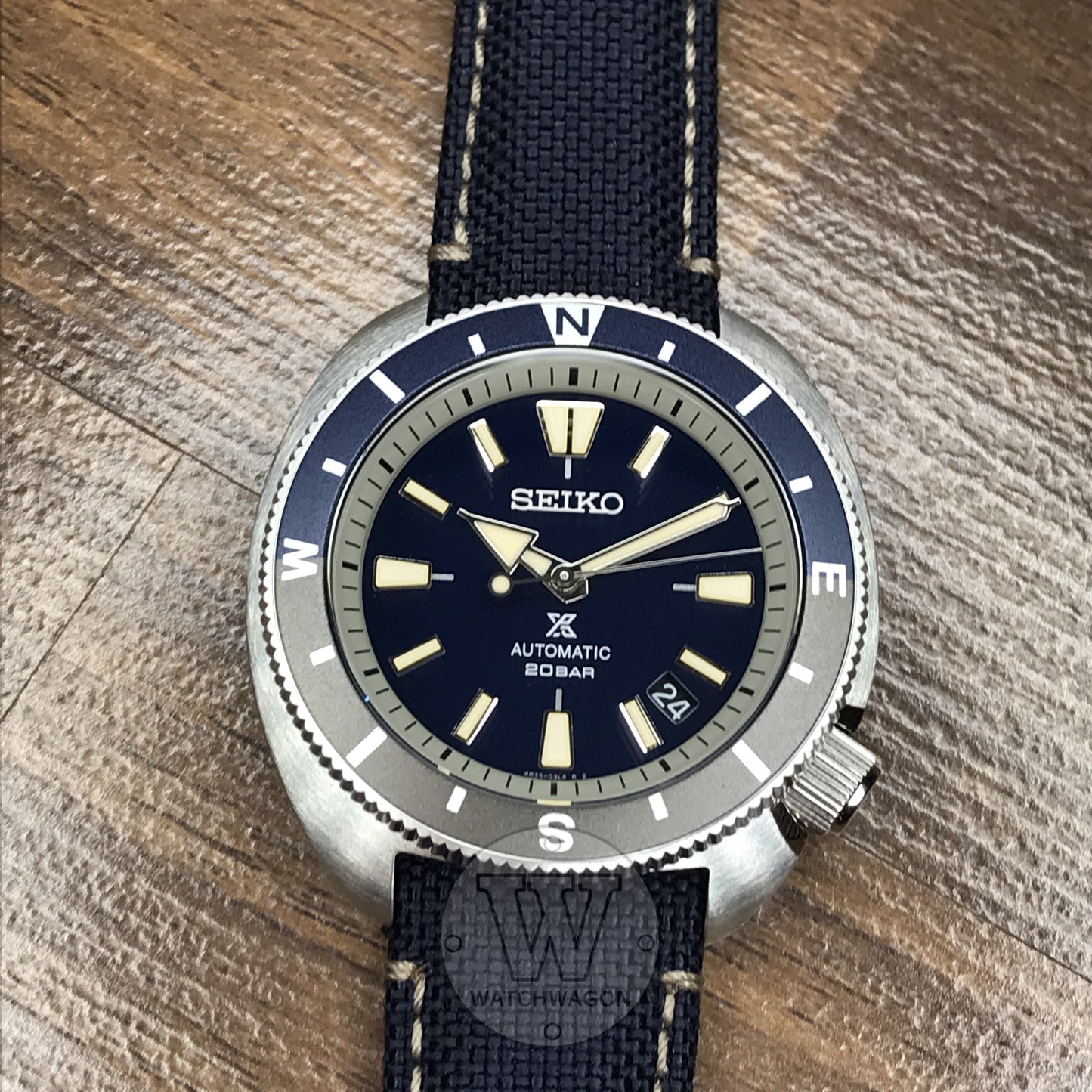Seiko Prospex SRPG15K1 Land Tortoise 200m Water Resistant Sapphire Crystal Blue Dial Blue Polyester Strap Gents Watch