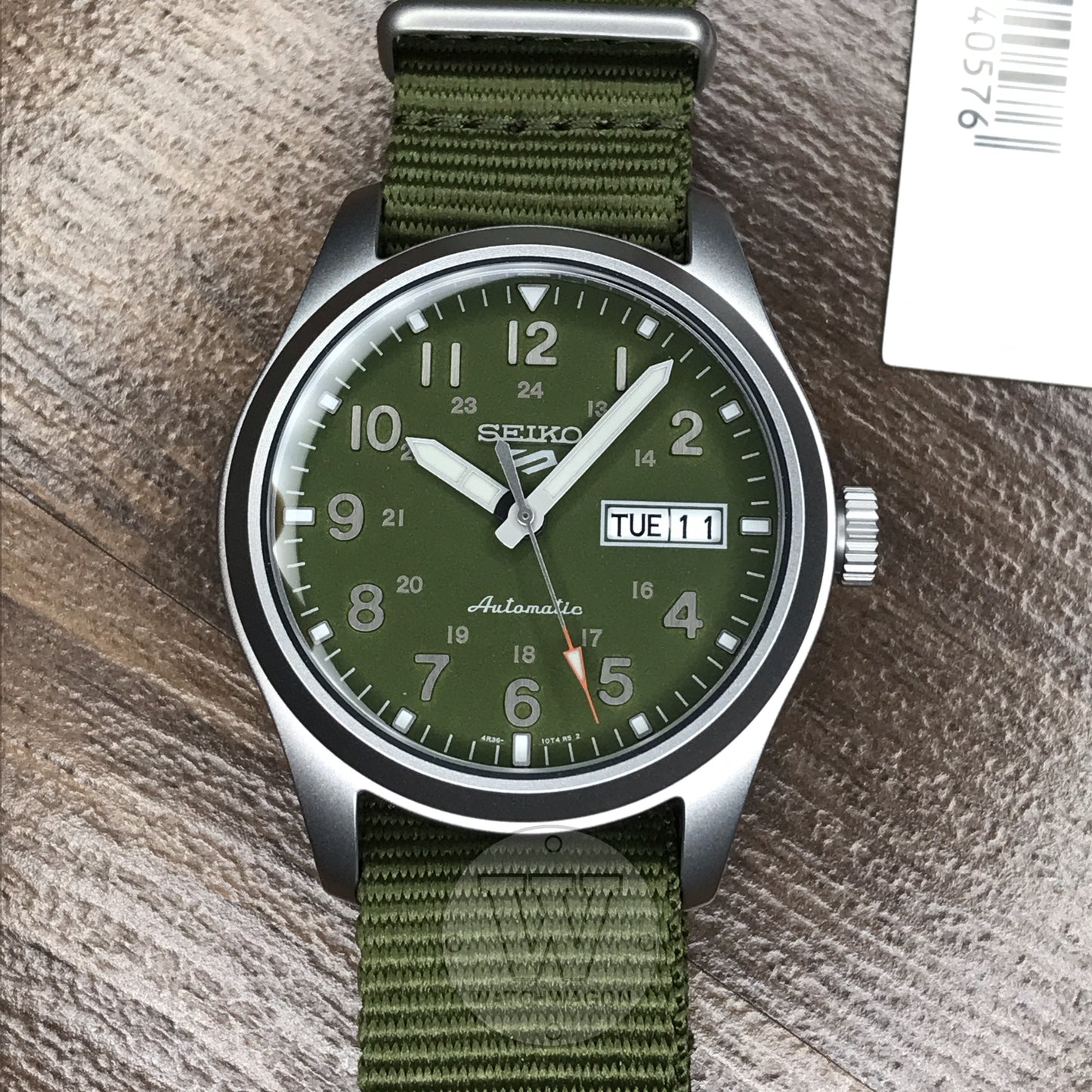 Seiko 5 Sports SRPG33K1 Automatic Gents Field Watch Green Dial Green Nylon Strap Case Width 39.4mm SRPG33