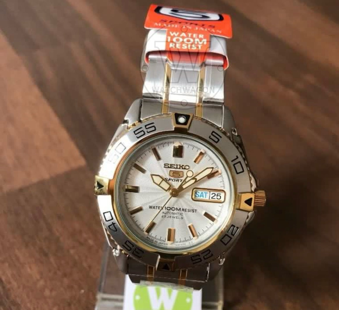 Seiko 5 Sports SNZB24J1 Made in Japan Automatic Gents Half Gold Tone Watch SNZB24J SNZB24