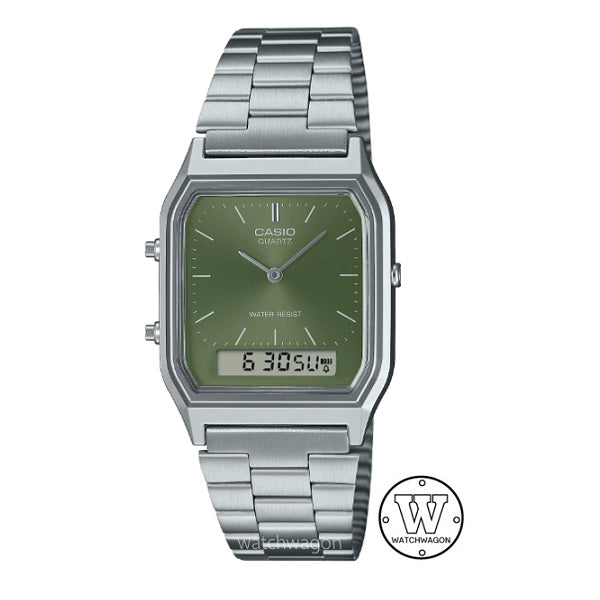 Casio AQ-230A-3A Analog Digital Mens Dress Watch AQ-230 Green Dial
