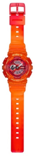 Casio Baby-G BA-110JM-4A Analog Digital Ladies Watch Transparent Orange Resin Band BA-110 BA110