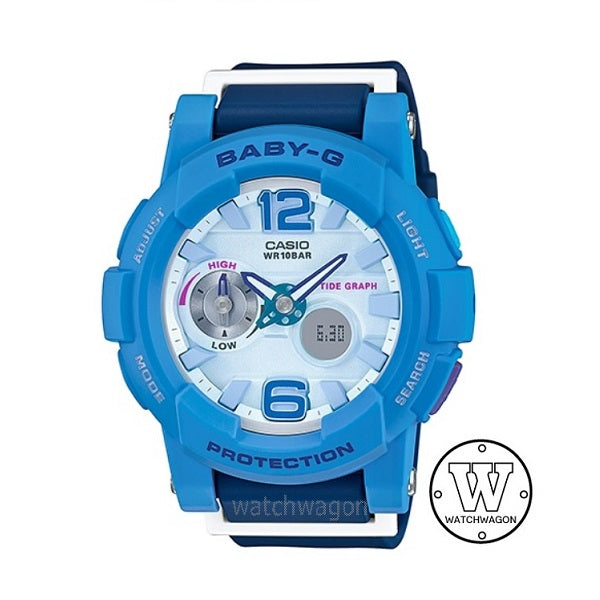Casio Baby-G BGA-180-2B3 G-LIDE Blue Resin Band Thermometer Moon Data Tide Graph Ladies Watch bga180 bga-180