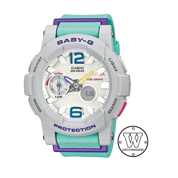 Casio Baby-G BGA-180-3B G-LIDE Green Resin Band Thermometer Moon Data Tide Graph Ladies Watch bga-180 bga180