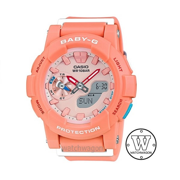 Casio Baby-G BGA-185-4A Orange Peach Resin Band Analog Digital Quartz Ladies Watch