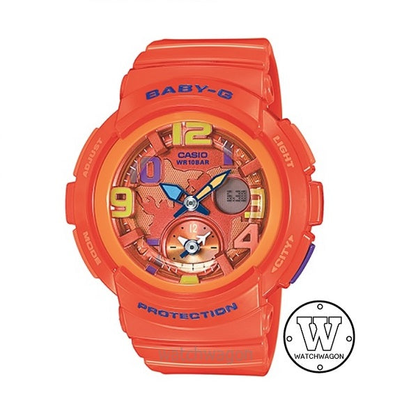 Casio Baby-G BGA-190-4B Analog Digital Ladies Watch Orange Resin Band bga-190 bga190