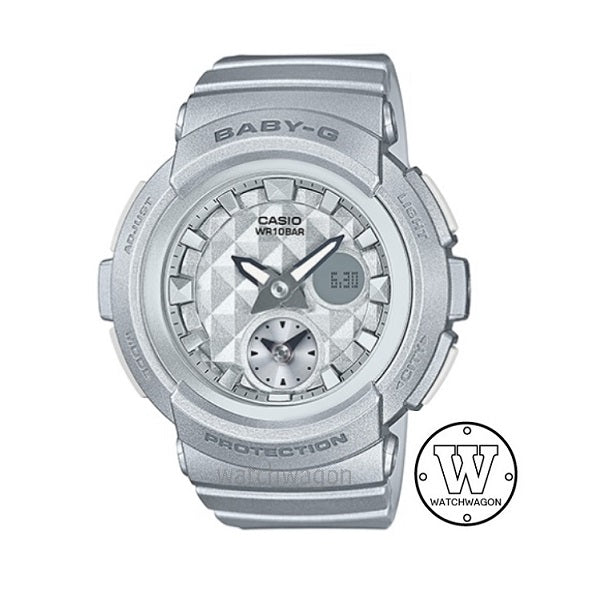 Casio Baby-G BGA-195-8A Silver Resin Band Ladies Watch BGA-195 BGA195