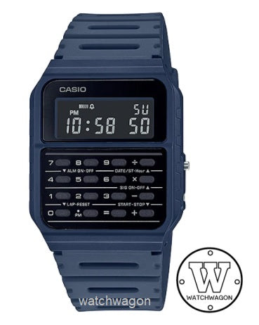 Casio CA-53WF-2B Data Bank Calculator Blue Resin Band Watch CA-53WF CA53WF-2B ca-53