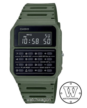 Casio CA-53WF-3B Data Bank Calculator Green Resin Band Watch CA-53WF CA53WF-3B ca-53