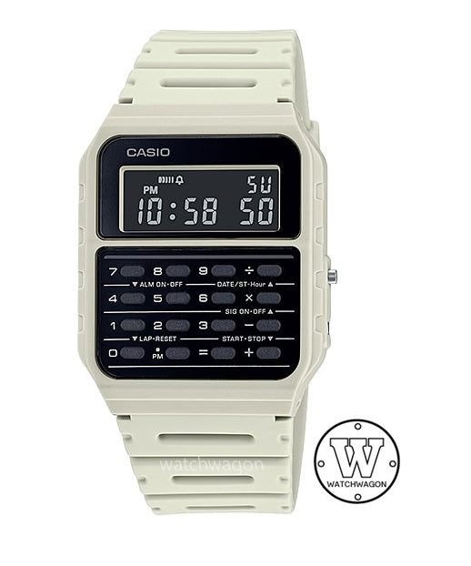 Casio CA-53WF-8B Data Bank Calculator Beige / Off-white Resin Band Watch CA-53WF CA53WF-8B ca-53