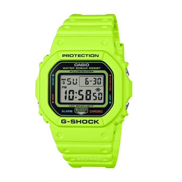 Casio G-Shock DW-5600EP-9 Athletes Vivid Color Greenish Yellow Resin Band Digital Watch