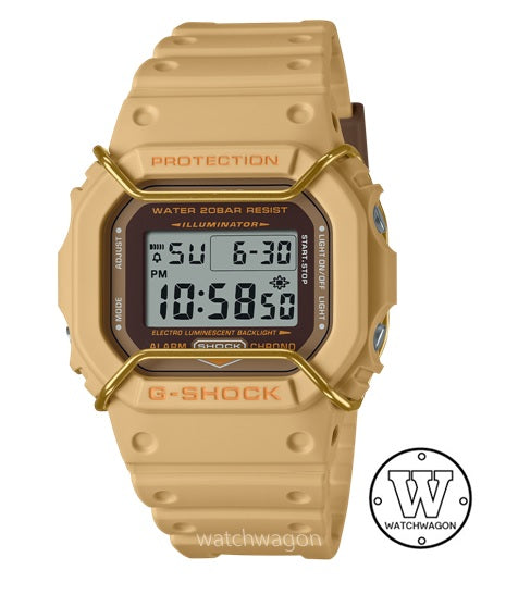 Casio G-Shock DW-5600PT-5 Tone-On-Tone Series with Metal Face Protector Khaki Resin Band Digital Watch