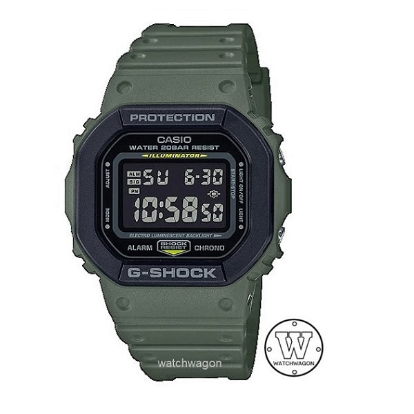 Casio G-Shock DW-5610SU-3 Digital Green Resin Band Mens' Sports Watch Special Bi-Color Bezel DW-5610 DW-5600 DW5610