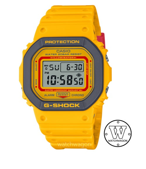 Casio G-Shock DW-5610Y-9 Retro '90s Yellow with Grey Bezel Digital Sports Watch Resin Band dw-5600 dw5600