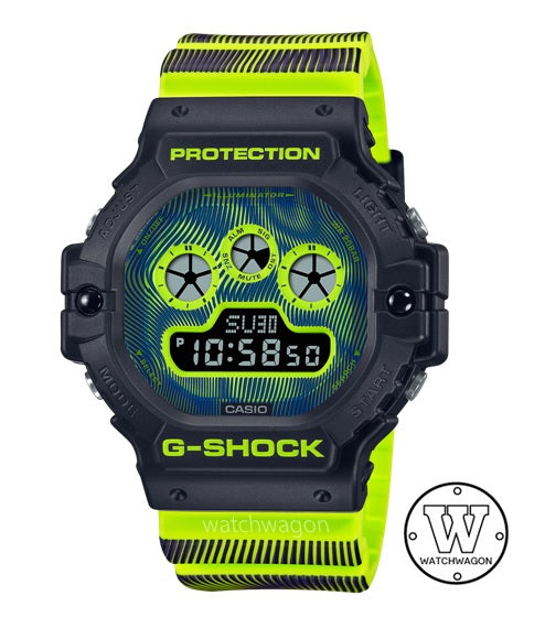 Casio G-Shock DW-5900TD-9 Time Warp Distortion Series Digital Gents Watch Yellow Resin Band dw-5900 dw5900 dw-5900td-9dr