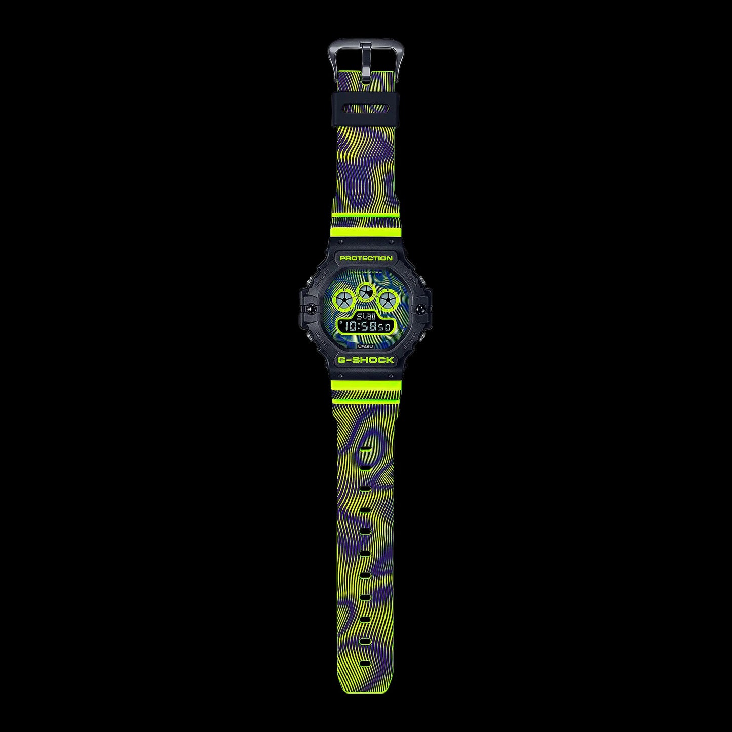 Casio G-Shock DW-5900TD-9 Time Warp Distortion Series Digital Gents Watch Yellow Resin Band dw-5900 dw5900 dw-5900td-9dr