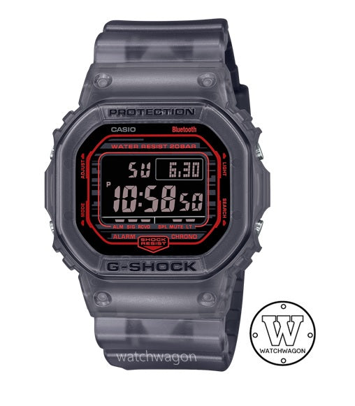 Casio G-Shock DW-B5600G-1 Grey Translucent Band Bluetooth Mobile Link Digital Unisex Sports Watch