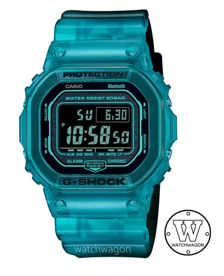 Casio G-Shock DW-B5600G-2 Blue Translucent Band Bluetooth Mobile Link Digital Unisex Sports Watch