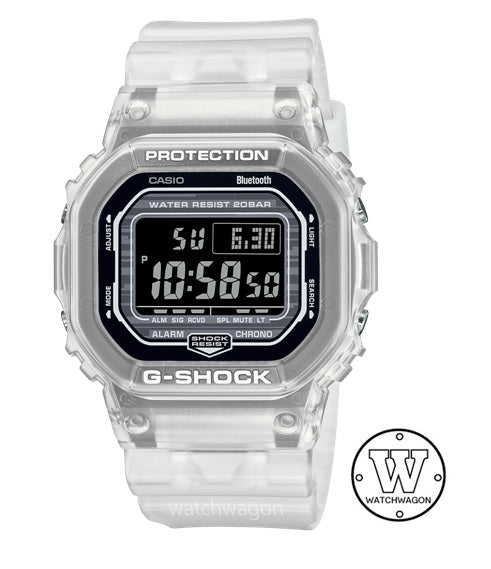 Casio G-Shock DW-B5600G-7 White Translucent Band Bluetooth Mobile Link Digital Unisex Sports Watch