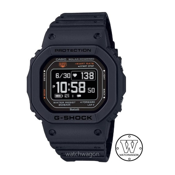 Casio G-Shock DW-H5600-1 Black Band & Bezel Bluetooth Heart Rate Mobile Link Tough Solar Unisex Sports Watch