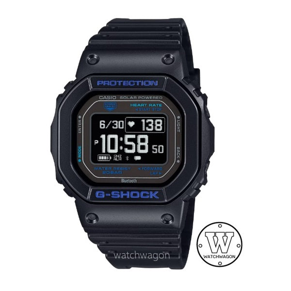 Casio G-Shock DW-H5600-1A2 Black Band & Bezel Bluetooth Heart Rate Mobile Link Tough Solar Unisex Sports Watch