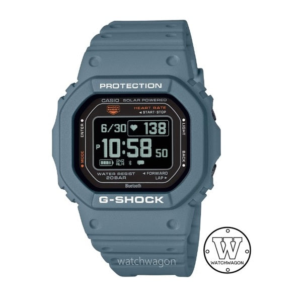 Casio G-Shock DW-H5600-2 Blue Band & Bezel Bluetooth Heart Rate Mobile Link Tough Solar Unisex Sports Watch
