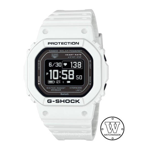 Casio G-Shock DW-H5600-7D White Band & Bezel Bluetooth Heart Rate Mobile Link Tough Solar Unisex Sports Watch