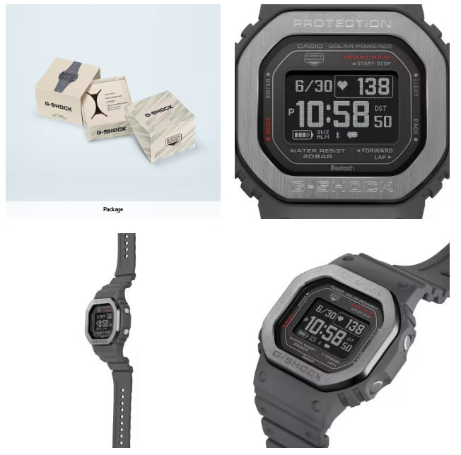 Casio G-Shock DW-H5600MB-8 Grey Band & Bezel Bluetooth Heart Rate Mobile Link Tough Solar Unisex Sports Watch