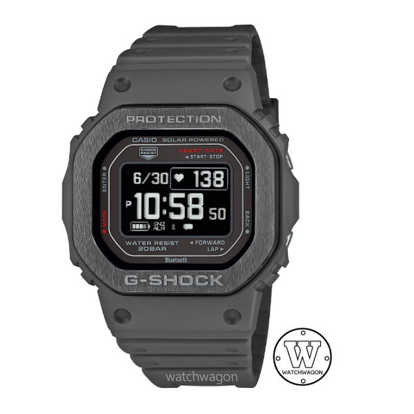 Casio G-Shock DW-H5600MB-8 Grey Band & Bezel Bluetooth Heart Rate Mobile Link Tough Solar Unisex Sports Watch