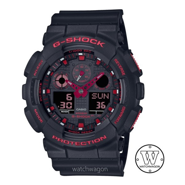 Casio G-Shock GA-100BNR-1A Black & Red Series Ana Digi Gents Watch Resin Band ga-100 ga-100 ga-100bnr-1adr