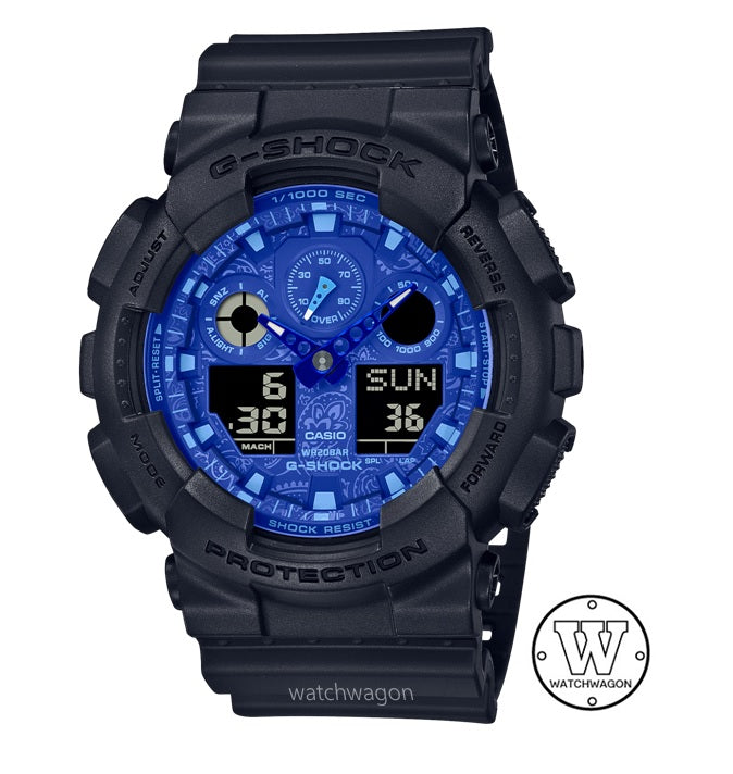 Casio G-Shock GA-100BP-1A Bandana Prints Series Analog Digital Gents Sports Watch Black Resin Band ga-100 ga100