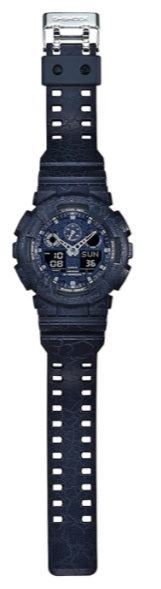 Casio G-Shock GA-100CG-2A Cracked Pattern Blue Resin Band Gents Watch GA-100 GA100