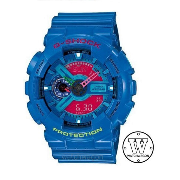 Casio G-Shock GA-110HC-2A Hyper Color Blue Resin Band Analog Digital Sports Watch ga-110 ga110