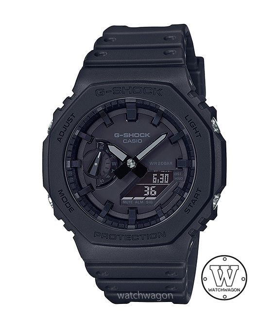Casio G-Shock GA-2100-1A1 Full Black Carbon Core Guard Carbon Case Resin Band Analog Digital Unisex Watch