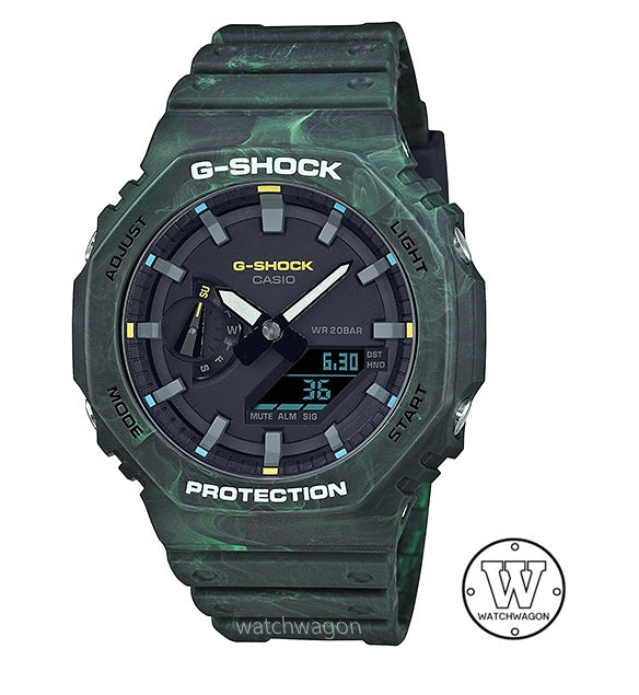 Casio G-Shock GA-2100FR-3A Mystic Forest Carbon Core Guard Green Resin Band Analog Digital Unisex Watch Casioak