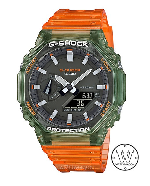 Casio G-Shock GA-2100HC-4A Carbon Core Unisex Analog Digital Slim Case Orange Resin Band