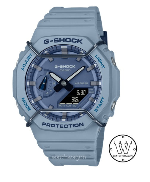 Casio G-Shock GA-2100PT-2A Tone-on-Tone Series Blue Resin Band Matching Metal Face Protector Casioak ga-2100 ga2100
