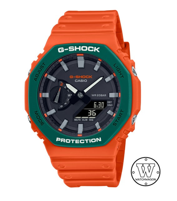 Casio G-Shock GA-2110SC-4A Orange and Green Analog Digital Gents Sports Watch Casioak ga-2110 ga2110