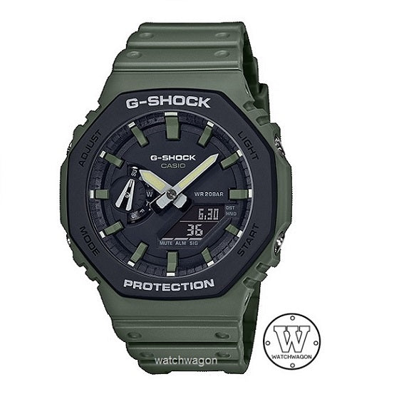 Casio G-Shock GA-2110SU-3A Military Green Analog Digital Gents Watch Carbon Core Guard Resin Band GA-2110 CASIOAK