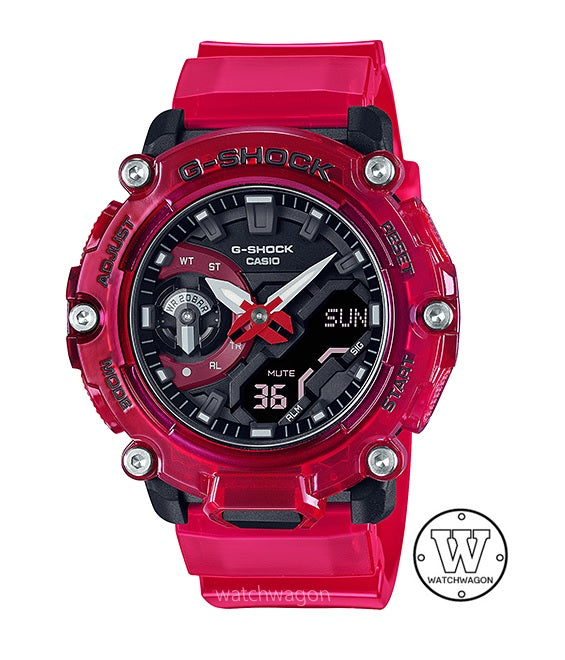 Casio G-Shock GA-2200SKL-4A Carbon Core Guard Semi-Transparent Analog Digital Gents Sports Watch ga-2200 ga2200 Red