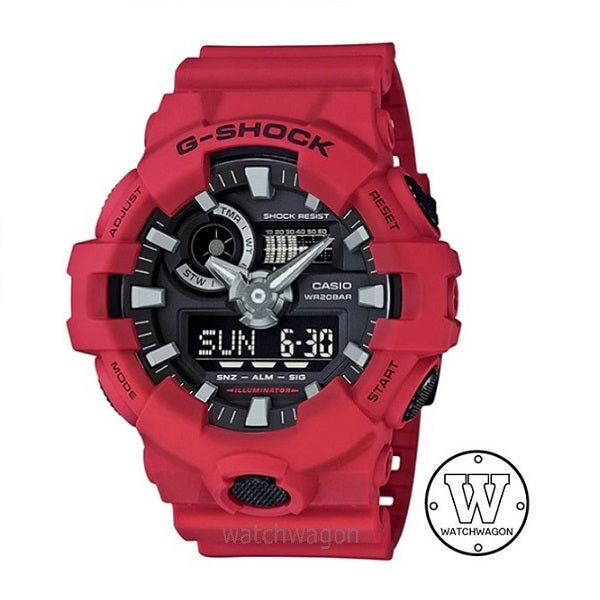 Casio G-Shock GA-700-4A Ana Digi Red Resin Band X-Large Gents watch ga-700 ga700 ga-700-4adr ga-700-4ad