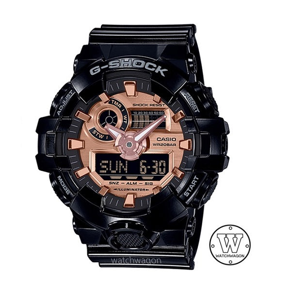 Casio G-Shock GA-700MMC-1A Rose Gold Dial Black Resin Band X-Large Analog Digital Gents Sports Watch ga-700 ga700 ga-700