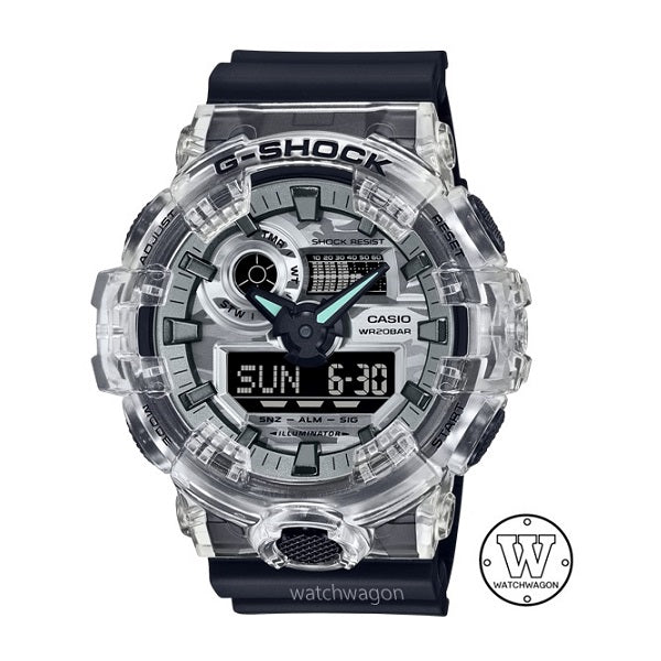 Casio G-Shock GA-700SKC-1A Camouflage Dial Translucent Bezel Black Resin Band Analog Digital Sports Gents Watch ga-700