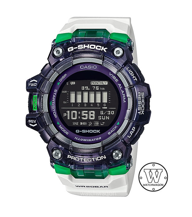 Casio G-Shock GBD-100SM-1A7 G-SQUAD Translucent Bezel Bluetooth Accelerometer White Resin Band gbd-100